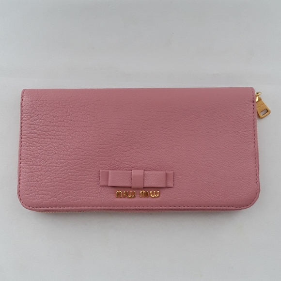 NIB Miu Miu 5ML506 Pink Leather zip Around wallet - Picture 2 of 8